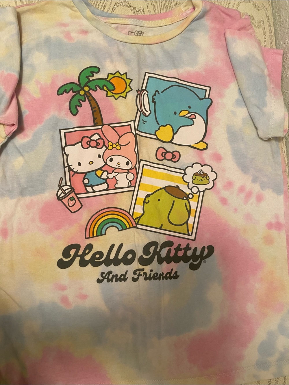 Sanrio Pastel Tie-Dye Hello Kitty & Friends Tee - Pink Blue Yellow